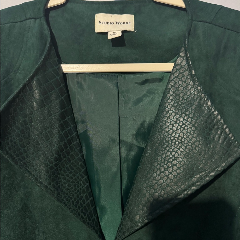 Studio Works Forest Green Textured Blazer Size 18 - Picture 2 of 6